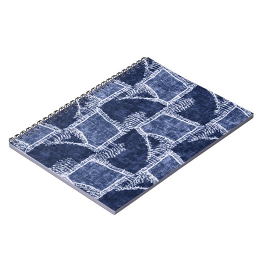 Indigo Patchwork: Textured Checked Elegance Notizblock (Linke Seite)