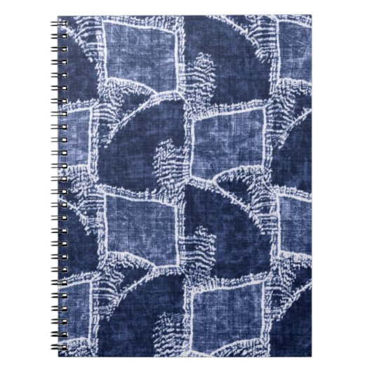 Indigo Patchwork: Textured Checked Elegance Notizblock (Vorderseite)