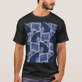 Indigo Patchwork: Textured Checked Elegance T-Shirt (Vorderseite)