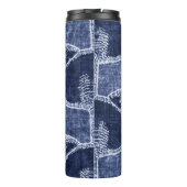 Indigo Patchwork: Textured Checked Elegance Thermosbecher (Rückseite)