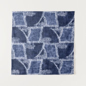 Indigo Patchwork: Textured Checked Elegance Wandteppich (Vorderseite (Horizontal))