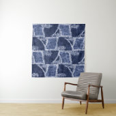 Indigo Patchwork: Textured Checked Elegance Wandteppich (Beispiel (Horizontal))