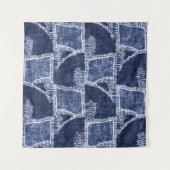 Indigo Patchwork: Textured Checked Elegance Wandteppich (Vorderseite)