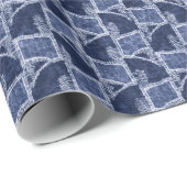 Indigo Patchwork: Texturierte Karo-Eleganz Geschenkpapier (Rolleneckpunkt)