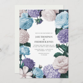 Indigo Petal, Blue Hydrangea & Frost Pearl Wedding Einladung