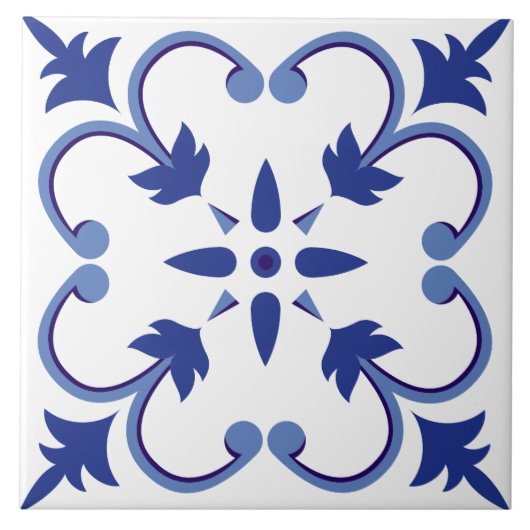 Indigo Petal Vine Fliese (Vorderseite)