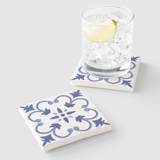 Indigo Petal Vine Steinuntersetzer (Seitenansicht)