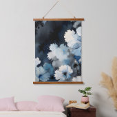 Indigo Petals Wandteppich Mit Holzrahmen (Schlafzimmer)
