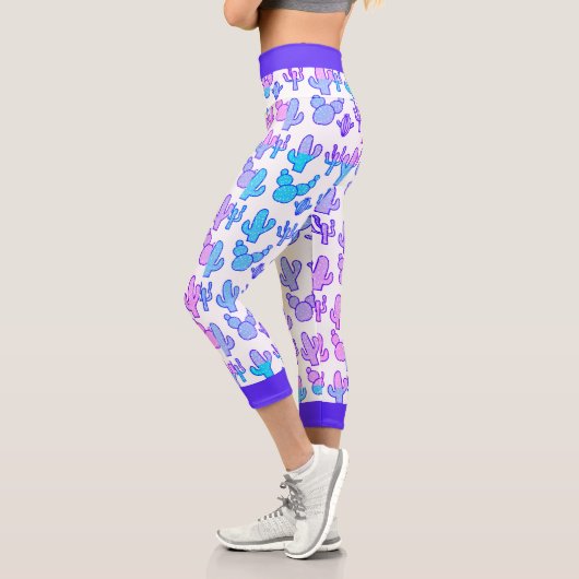 Indigo Pink Lila Cactus Hues Capri Leggings (Links)