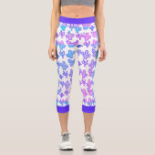 Indigo Pink Lila Cactus Hues Capri Leggings (Vorderseite)
