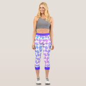 Indigo Pink Lila Cactus Hues Capri Leggings (Vorderseite)