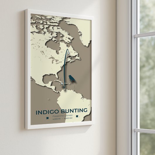 Indigo-Rangiermigrationskarte - Minimalistisch Vin Poster
