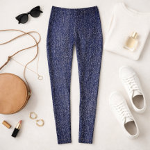 Indigo Rinse Imitats Denim Leggings
