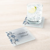 Indigo Romance Hochzeitsglas Untersetzer (Schrägansicht)