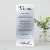 Indigo Romance Hochzeitsmenü Menükarte (Stehend Vorderseite)