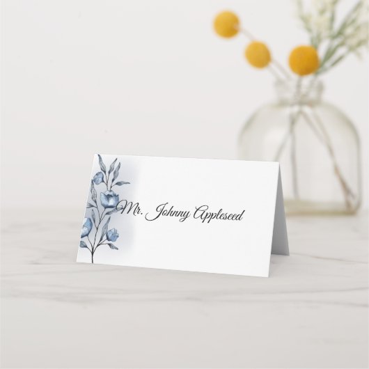 Indigo Romance Hochzeitsplatzkarten Platzkarte (Vorderseite)