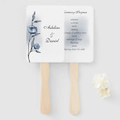 Indigo Romance Hochzeitsprogramm-Handventilatoren Fächer (Vorne und Hinten)