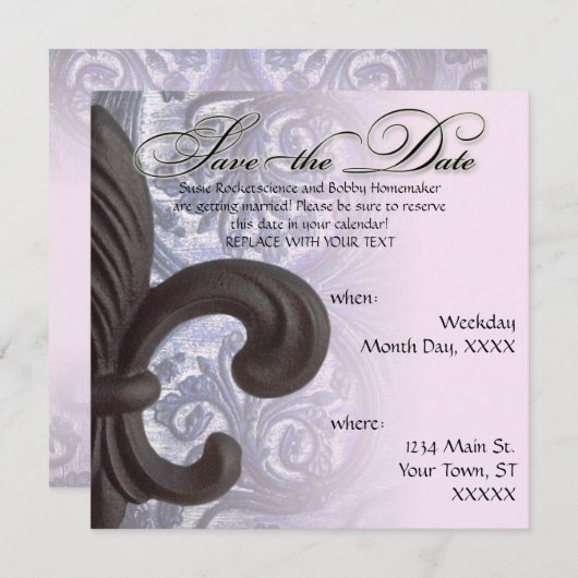 Indigo/Rose "eiserne Lilie" Save the Date (Vorne/Hinten)