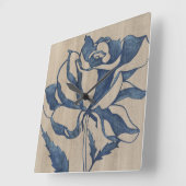 Indigo Rose Quadratische Wanduhr (Winkel)