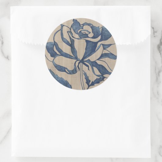 Indigo-Rose Runder Aufkleber (Tasche)