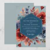 Indigo-Rost Hochzeit im Herbst Einladung (Vorne/Hinten)