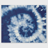 Indigo Round. Bohemian Tie Dye. Blue Roll Psychede Geschenkpapier (Flach)
