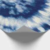 Indigo Round. Bohemian Tie Dye. Blue Roll Psychede Geschenkpapier (Ecke)