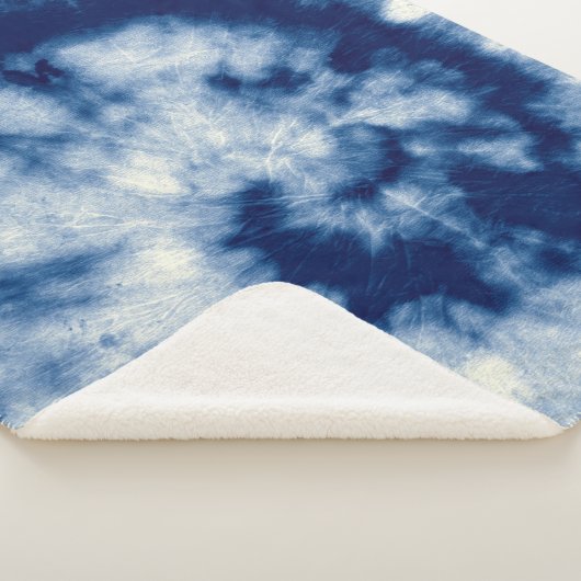 Indigo Round. Bohemische Gefärbte Krawatte. Blue R Sherpadecke (3/4)