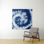 Indigo Round. Bohemische Gefärbte Krawatte. Blue R Wandteppich (Beispiel (Horizontal))