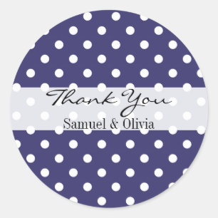 Indigo Round Custom Polka Dotted Dankeschön Label Runder Aufkleber