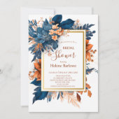 Indigo Rust Boho Floral Wedding Brautparty Einladung (Vorderseite)