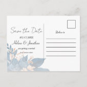 Indigo Rust Moderne Blumenhochzeit rettet das Datu Ankündigungspostkarte (Rückseite)