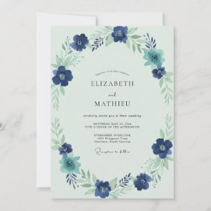 Indigo Saphir Petal Hochzeit Einladung