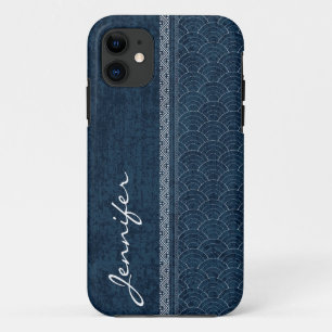 Indigo-Sashiko-Muster japanische Stickerei Name Case-Mate iPhone Hülle