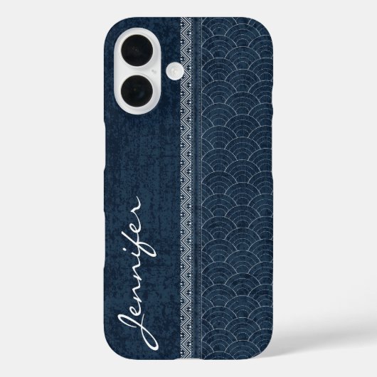 Indigo Sashiko Muster japanische Stickereibezeichn Case-Mate iPhone Hülle (Rückseite)
