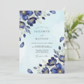 Indigo schimmernde Winterhochzeit Einladung (Stehend Vorderseite)