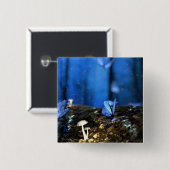 Indigo-Schmetterling und Pilzwald Button (Vorne & Hinten)