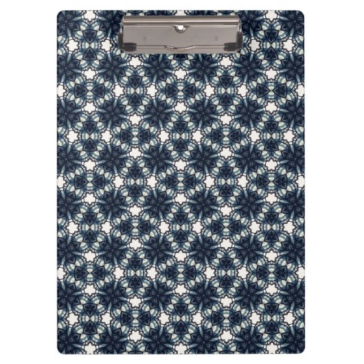 Indigo-Schnee-Blumen-Gitter Klemmbrett (Vorderseite)