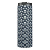 Indigo-Schnee-Blüten-Gitter Thermosbecher (Rückseite)