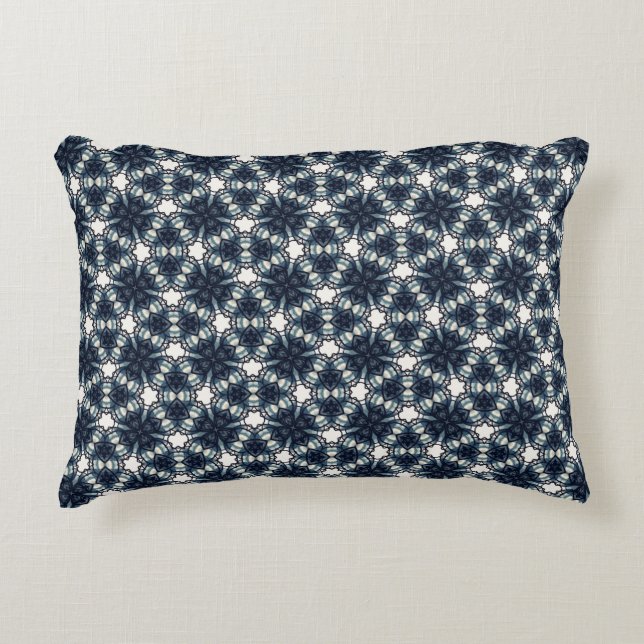 Indigo-Schneeflower-Gitter Dekokissen (Vorderseite)