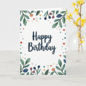 Indigo-Script-Geburtstagskarte Karte (Gelbe Blume)