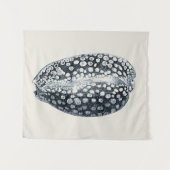 Indigo Seashell Wandteppich (Vorderseite (Horizontal))