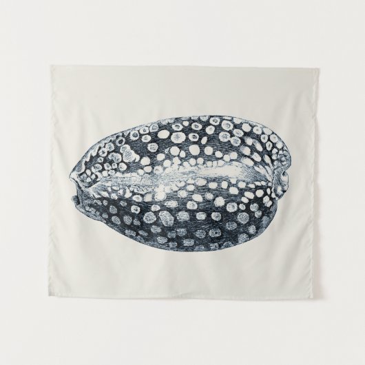 Indigo Seashell Wandteppich (Vorderseite (Horizontal))