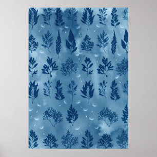 Indigo-Seetang-Herbarium-Cyanotypie-Musterplakat Poster