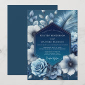 Indigo Shadow Bloom Hochzeit Einladung (Vorne/Hinten)