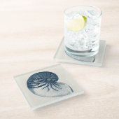 Indigo Shark Eye Seashell Glasuntersetzer (Schrägansicht)