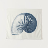 Indigo Shark Eye Seashell Wandteppich (Vorderseite (Horizontal))