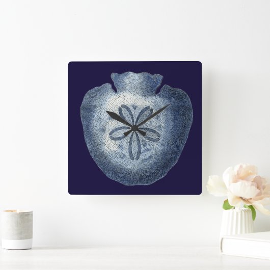 Indigo Shells III Quadratische Wanduhr (Zuhause)