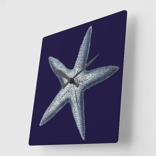 Indigo Shells IV Quadratische Wanduhr (Winkel)