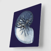 Indigo Shells VII Quadratische Wanduhr (Winkel)